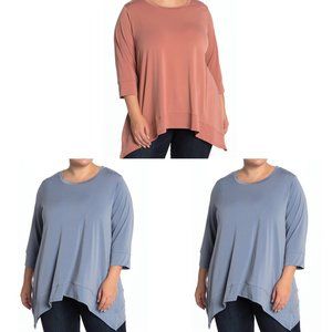 BUNDLE FOR C. Joan Vass Handkerchief Hem 3/4 Sleeve Knit Top